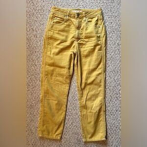 AMO Chloe Crop Corduroy Jeans, Size 27 Marigold Yellow
